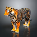 Realistic Tiger With Orange Fur Black Stripes And White Underbelly Standing Pose