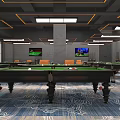 Modern Billiard Club Interior With Pool Tables And Stylish Lighting