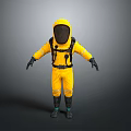 Full Body Yellow Protective Suit Featuring Face Mask Harness Gloves And Boots 3d model