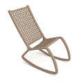 Brown Leisure Rocking Chair With Perforated Backrest And Curved Base Design