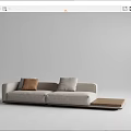 Modern Double Sofa Designs In Beige Gray With Decorative Accent Pillows 3d model