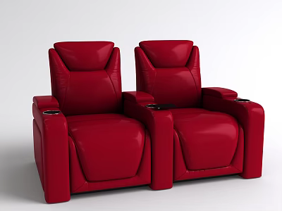 Comfortable Red Leather Massage Chairs With Double Seats And Armrests 3d model