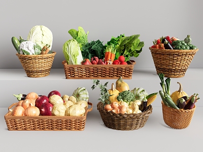 fruits vegetables vegetable basket celery cabbage onion model