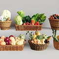 fruits vegetables vegetable basket celery cabbage onion 3d model