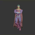 3D Model of Superman With Blue Costume Red Cape and Arms Crossed Pose