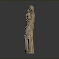 Historic Building Interior Showcasing Wooden Madonna and Child Sculpture Artwork