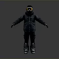 Black Ski Jacket With Goggles Helmet And Boots For Winter Sports Gear
