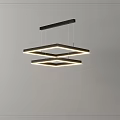 Modern Square Rectangle Hanging Chandelier With Illuminated Layers And Geometric Design 3d model