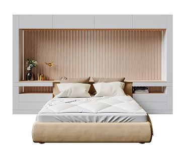 Modern Background Double Bed Double Bed 3d model