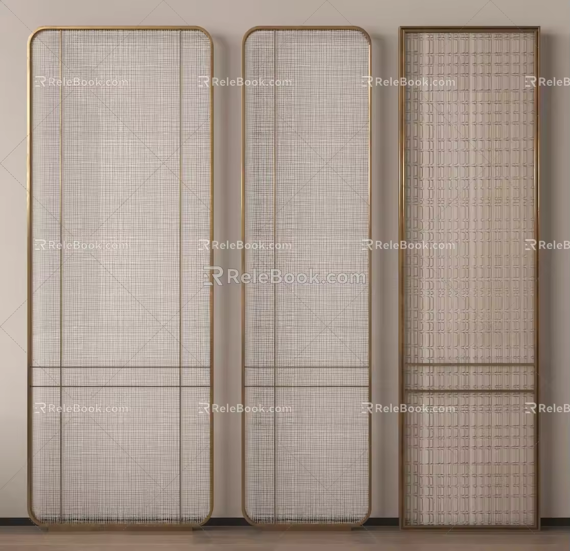 Modern metal frame partition wire glass partition 3d model