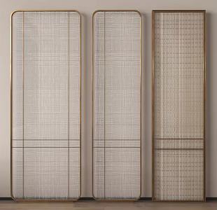 Modern metal frame partition wire glass partition 3d model