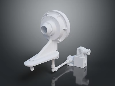 White Industrial Mechanical Equipment Component With Round Main Body Bracket And Motor 3d model