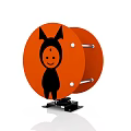 Orange Round Building Blocks With Black Cartoon Character And Stand Base