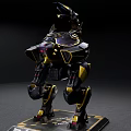 Smart Machine With Black And Gold Mechanical Design Red Illuminated Eyes And Display Stand