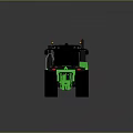 Green Tractor with Black Cabin and Yellow Track Wheels for Agricultural Use