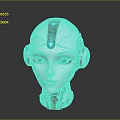 Futuristic Metallic Robot Head Design With Blue Glowing Eyes And Headphone Ears