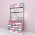 Pink Display Shelf With Ai Ya Mei Ren Sign Top Multiple Shelves Drawers Retail Storage