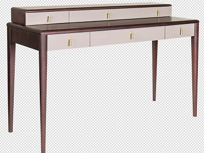 Modern Sleek Dressing Table With Wooden Frame Light Drawers And Gold Handles 3d model