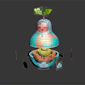 Decorative Nested Doll With Girl Face Green Leaf Earth Pattern Clouds And Butterflies 3d model