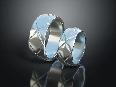 Polished Silver Fashion Rings With Modern Geometric Design And Metallic Shine Finish 3d model