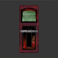 Vintage Red Coin Machine With Green Screen And Metal Handle Design
