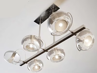 Modern Chandelier With Multiple Transparent Shades And Metal Frame Ceiling Lighting 3d model