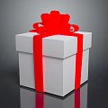 Decorative White Gift Box With Red Ribbon And Festive Bow For Special Occasions