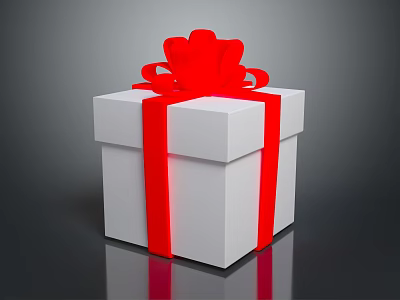 Decorative White Gift Box With Red Ribbon And Festive Bow For Special Occasions 3d model