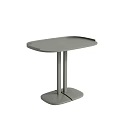 Modern Gray Side Table With Oval Top And Double Column Stable Base 3d model