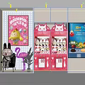 Smart Pink Claw Machine With Cartoon Dolls And Happy Posters In Indoor Decor