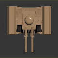 Copper Colored Multiple Barrel Naval Defense Weapon With Cylindrical Component And Stable Base