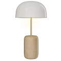 Modern Table Lamp With White Lampshade Golden Pole And Wooden Base