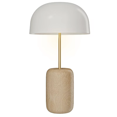 Modern Table Lamp With White Lampshade Golden Pole And Wooden Base 3d model