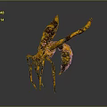 3D Character Model Of Golden Insect Creature With Metallic Texture And Detailed Wings Legs