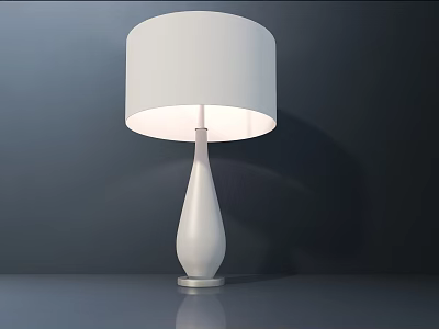 Modern White Table Lamp With Cylindrical Shade And Sleek Base On Dark Background 3d model