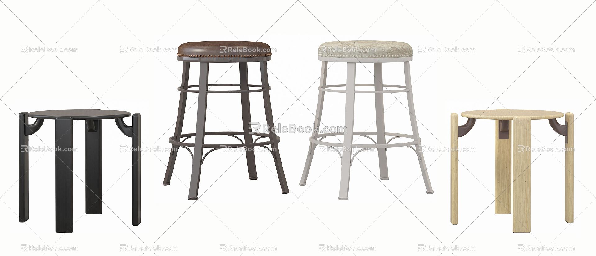 Modern Bar Stool Round Stool 3d model