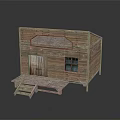 Rustic Wooden Cabin With Wooden Steps Door And Glass Window Design Structure