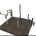 Metal Equipment Supports With Adjustable Rods And Various Connecting Brackets