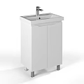 Modern White Bathroom Vanity Sink Cabinet with Chrome Faucet and Storage