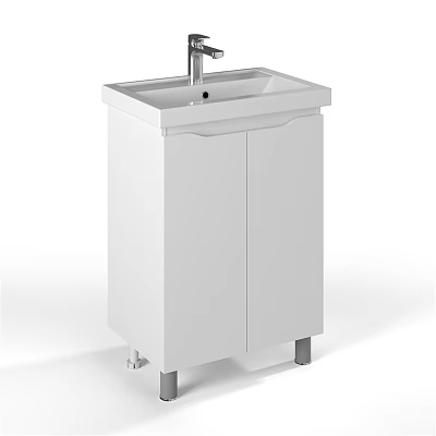 Modern White Bathroom Vanity Sink Cabinet with Chrome Faucet and Storage 3d model
