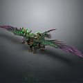 Fantasy Character Riding Armored Dragon With Purple Wings And Green Accents