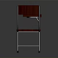 Wooden Study Chair With Attached Writing Desk And Metal Frame