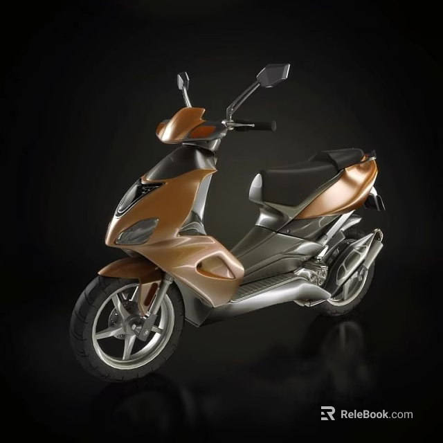 Two Tone Brown Silver Modern Scooter With Sleek Body Shiny Finish And Comfortable Seat 3d model 