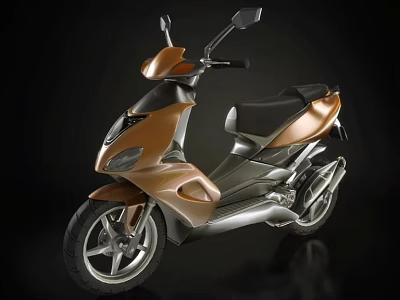 Two Tone Brown Silver Modern Scooter With Sleek Body Shiny Finish And Comfortable Seat 3d model