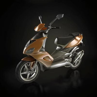 Two Tone Brown Silver Modern Scooter With Sleek Body Shiny Finish And Comfortable Seat 3d model