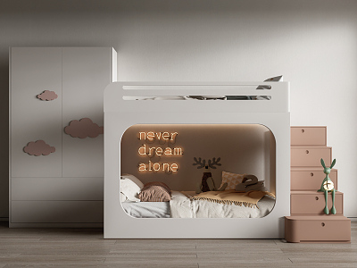 Modern Upper and Lower Bed Children's High and Low Bed model