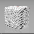 White Cube Shaped Electronic Device With Honeycomb Texture And Red Logo On Top 3d model