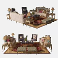 Elegant Sofa And Coffee Table Set With Throw Pillows Area Rug Side Tables And Lamps
