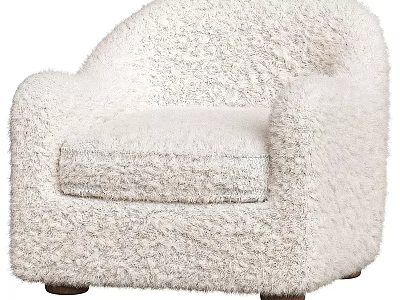 Fluffy White Single Sofa With Cozy Armrest For Living Room Decor 3d model