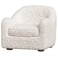 Fluffy White Single Sofa With Cozy Armrest For Living Room Decor